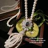 Sri Lanka Safira arco broche Sotheby's banhado a ouro 18K gota de água azul royal Pérola camisola cadeia