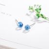 Aretes de Perlas Redondas Pequeñas Azules Zafiro Cielo Estrellado Brillante Azul Niebla Mini Pequeños Dormilones Sin Pinza Combinan con Todo Simples