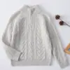 Suéter de Lã Infantil para Meninos e Meninas, Suéter de Malha Trançada com Gola Alta e Zíper Meio, Outono e Inverno, para Crianças Médias e Mais Velhas, Bolinhas Coloridas, Peça de Tricô Grossa