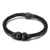 Suministro de fábrica pulsera de acero inoxidable para hombre cabeza de fantasma tejida pulsera de cuero de doble capa pulsera de calavera de acero de titanio al por mayor