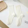 Calcetines de Algodón Puro para Mujer, Estilo Verano, Calcetines de Media Pantorrilla de Algodón de Xinjiang, Color Sólido, Calcetines de Dormir para Pareja para Todas las Estaciones