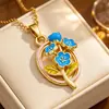 Collar de borla de diamantes con esmalte de gota de lujo ligero estilo francés microincrustado para mujer, cadena de clavícula dulce de dopamina a la moda de alta gama