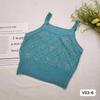 2026 Top Regata Tricotado Sem Mangas com Studs em Losango, Design Menina Doce e Picante, para Mulheres, Colete Interno Curto Slim Fit de Verão