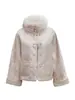 Roto como Jade Blanco como la Nieve, Nuevo Abrigo Estilo Chino con Forro de Piel de Conejo y Cuello de Zorro, Chaqueta Gruesa Jacquard Estilo Nacional