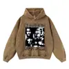 Sudadera Pesada 420g Otoño e Invierno Estrella de Baloncesto Estampado Holgada Batik con Capucha Tendencia Oversize