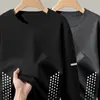 Camiseta deportiva casual para hombre de manga larga con estampado, moderna para adolescentes, adecuada para todas las estaciones, cuello redondo, top básico de manga larga