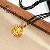 Loja de Ouro Mesmo Estilo Ouro Antigo Banhado Diamante Incrustado Filigrana Caractere da Sorte Cabacinha Pingente Novo Estilo Chinês Pingente de Caractere da Sorte Corrente de Suéter