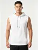 Aliexpress Verão Masculino Sem Mangas Versátil Fitness Slim Moda Cordão Cor Sólida Com Capuz Top Atacado