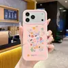 Funda de Silicona Líquida para iPhone 16 Pro Max con Diseño de Oso Floral Lindo de Dibujos Animados Cubierta Protectora Apple 18 al por Mayor