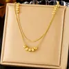 Elegante collar de corazón de doble capa, cadena de acero inoxidable chapada en oro de moda de nicho transfronterizo, cadena para la clavícula de lujo ligero para mujer