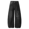Marca de moda retro vintage patrón de rayo desgastado jeans de pierna recta rasgados para hombre venta caliente canalla guapo casual