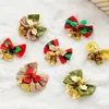 Lazo Navideño de 6 cm Accesorios para Manualidades Mini Lazo de Arpillera Campana Adorno para Árbol de Navidad Caja para Empaquetar Regalos