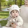 Bonito Sombrero de Peluche con Cordones Espeso de Cordero para Bebé Invierno Niños Niñas Niños Bien Portados Bonito Elegante Protección contra el Frío Protección de Orejas Sombrero Cálido