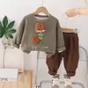 Estilo K do Novo Conjunto de Primavera para Meninos e Meninas, Moda Fashionável de Primavera e Outono para Crianças, Conjunto de Duas Peças Estéreo de Raposa de Manga Longa