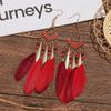 Pendientes de plumas transfronterizos Bohemianos largos con gancho para la oreja personalidad accesorios de turismo de Yunnan joyería retro una generación de cabello