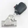 Válvula de asiento inclinado neumática de acero inoxidable 304 de alta temperatura con puerto roscado, válvula neumática de vapor, válvula de control automático Y controlada por aire