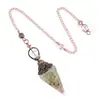 Suministro Transfronterizo Colgante Péndulo de Cristal de Color Rojo Antiguo Soporte de Flores Retro Resina Cónica Hexagonal Ágata Grava Péndulo