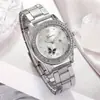 Reloj Casual Popular para Mujer de Acero Inoxidable Transfronterizo, Reloj Coreano Simple y Moderno Incrustado con Diamantes, Reloj de Cuarzo de Tres Ojos