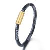 Pulseira listrada de couro bovino 2023, nova moda, masculina e feminina, pulseira de casal, aço inoxidável, fivela magnética, joias, atacado