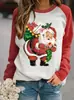 Sudadera con Estampado de Papá Noel de Navidad 24 Casual Manga Larga Cuello Redondo Bloque de Color Moda 3D Para Mujer Estampado 3D Tridimensional