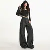 Nueva colección otoño/invierno 2026: pantalones anchos de moda con estilo de chica atrevida, con un diseño estampado, corte recto moderno y uso casual para mujer, hechos con pelo de conejo de primavera