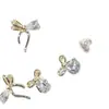 Nuevo Conjunto de Aretes de Múltiples Piezas, Aretes de Mariposa, Circonita Súper Brillante, Galvanizado Ecológico, Aguja de Plata S925, Moda de Invierno