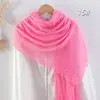 Bufanda de Algodón y Lino Plisada de Color Sólido de Venta Caliente Transfronteriza, Pañuelo de Cabeza Malayo Multicolor Arrugado de Moda con Flecos para Mujer