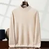 Suéter de Cachemira para Hombre Otoño e Invierno Cuello Medio Alto Manga Larga Jersey Capa Interior Tejido Capa Base Lujo Ligero Casual de Negocios