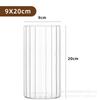 Vaso de Vidro Borossilicato Alto com Padrão Vertical Corpo Reto Listrado Micro Paisagem Garrafa Vazia Decoração Simples para Mesa de Escritório Garrafa Ecológica Hidropônica