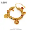 Pulsera Envuelta Dios de la Riqueza Amarillo Esmalte Wei Xue Fu Gordo Mismo Pulsera de Salmón Dorado de la Tienda de Oro Pulsera de Cobre Chapado en Oro K