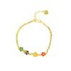 Pulsera de Oro Arena Vietnamita Estilo Palacio Color Esmalte Flor Gota de Aceite Pulsera de Paz Alegría Marea Nacional Joyería de Color Duradero sin Descoloración