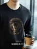Camiseta Básica Casual de Manga Larga para Hombre de los 80s de Alta Gama en Lyocell con Amoníaco Líquido, Brillo Sedoso, Versátil para Primavera
