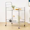Carrinho Pequeno de Jantar de Aço Inoxidável Carrinho de Serviço para Bebidas e Panela Quente Carrinho de Empurrar à Mão Carrinho de Armazenamento para Beleza e Ventosaterapia Rack para Micro-ondas Forno de Cozinha