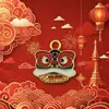 Dança do Leão de Ano Novo Símbolo da Fortuna Pingente Auspicioso, Estilo Chinês Tradicional Antigo Banhado a Ouro Acessório DIY Ornamento
