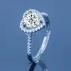 Anillo de Diamante Mosane de Plata s925 Clásico Seis Garras para Mujer Compromiso 1 quilate Anillo de Diamante Moissanita Abierto Regalo de San Valentín