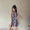 Club nocturno Spice Girl Sexy sin mangas Vestido Cheongsam mejorado para mujer Deseo puro Ancla sin mangas Abertura Mini falda ajustada