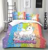 Textil para el hogar Transfronterizo Juego de tres piezas Serie Unicornio 3D Funda nórdica Comercio exterior Ropa de cama Impresión digital
