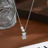Novo Estilo Primavera e Verão Banhado a Ouro Real Zircônia Micro-Incustada Corrente de Clavícula Personalizada para Mulheres, Colar de Urso Pedra Olho de Gato de Alta Qualidade Atacado