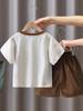 7437 Roupas Infantis Roupa de Verão para Crianças Camiseta Estampada de Desenho Animado de Manga Curta da Moda para Meninos Roupas de Estilo Verão 2026 Novo Estilo