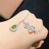 Collar de turmalina natural pura cristal buena piedra principal tamaño 7 * 9 mm plata pura 925 incrustado rama de turmalina natural
