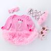 Vestido de tubo de manga larga para bebé transfronterizo, niña de 0 a 2 años, mono rosa, vestido de una pieza, traje de cuatro piezas para niños
