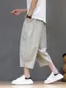 Nuevos pantalones deportivos de estilo chino a rayas retro de corte holgado, pantalones cropped rectos versátiles de estilo nacional para hombre, verano finos talla grande