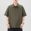 Camisa Polo de color liso para hombre, nuevo estilo de verano, marca de moda, corte holgado, cuello redondo, camiseta de manga corta, top versátil casual de manga corta para hombre