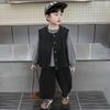 Conjunto de chaleco de tres piezas para niños para primavera y otoño Estilo coreano Atuendo elegante y moderno para niños pequeños y niños pequeños