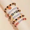 Pulseira de Caveira de Halloween Transfronteiriça Novo Desenho Animado Fantasma Engraçado Abóbora Pingente Pulseira com Letras em Inglês Conjunto