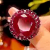 Otoño e Invierno Nuevo Joyería Huabi Base de Cobre Chapado en Oro Corindón Rojo Simulado Lujo Acabado Fino Set Piedra Principal 18*20