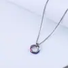 Colar Masculino Tendência Pingente Hip-Hop Feminino Estilo Coreano Pingente Distintivo Primeira Joia Anel de Três Argolas Acessórios Pendentes em Aço Titânio