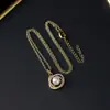 Collar Colgante de Oro Real de 18K Chapado en Cobre y Plata Incrustado con Circonita Rodeado de Perlas Joyería de Diseño de Nicho para Mujer Cadena Clavicular