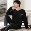[Atacado de Fábrica] Pijama Masculino de Malha, Outono Manga Longa e Calça Longa 6535, Caimento Solto, Estampado, Tamanho Grande Conjunto de Duas Peças G-4X