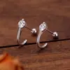 Pendientes de Plata Pura S999 con Circonita para Mujer, Diseño Casual de Nicho, Pendientes Geométricos Estilo Coreano, Pendientes de Gancho Versátiles para el Día a Día